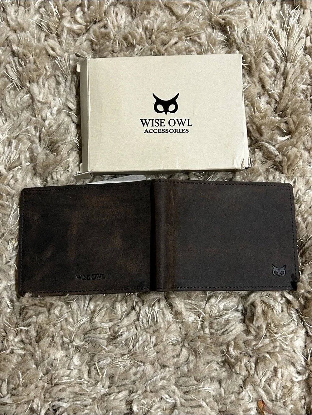 Wise Owl Brown Leather Bi-Fold RFID Wallet